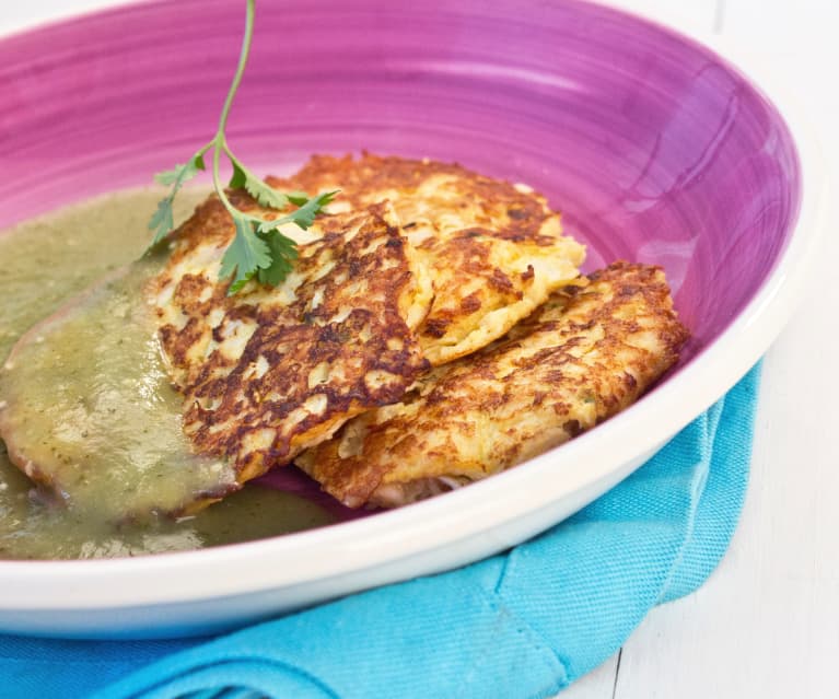 Tortitas de pollo en salsa verde