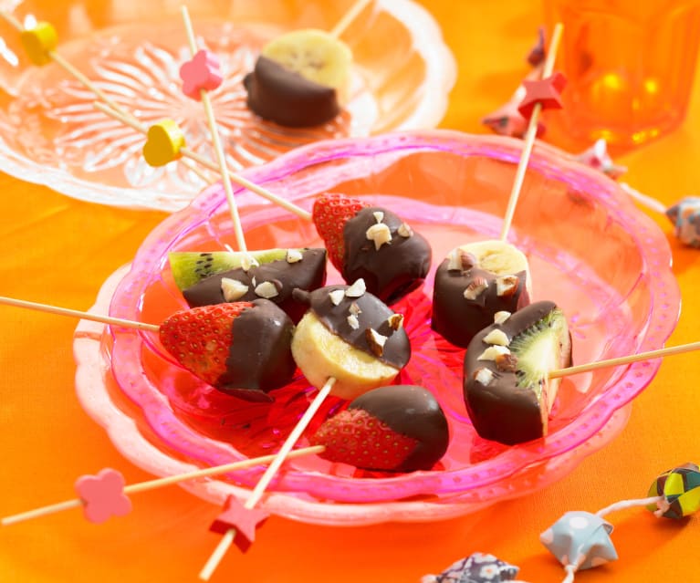 Sucettes de fruits au chocolat