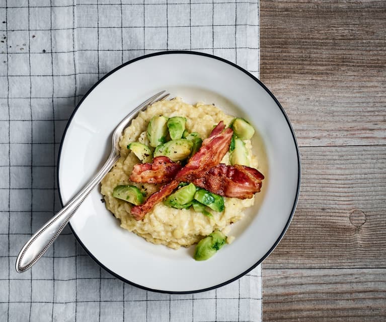 Risotto aux choux de Bruxelles et au lard