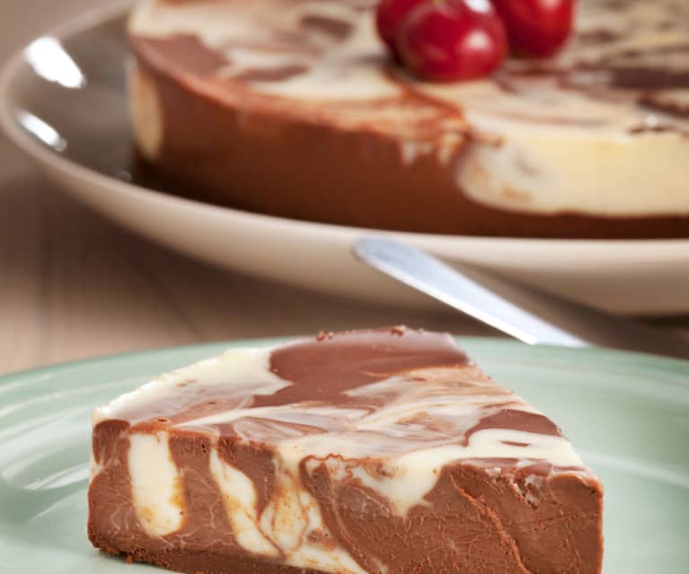 Unbaked marbled cheesecake