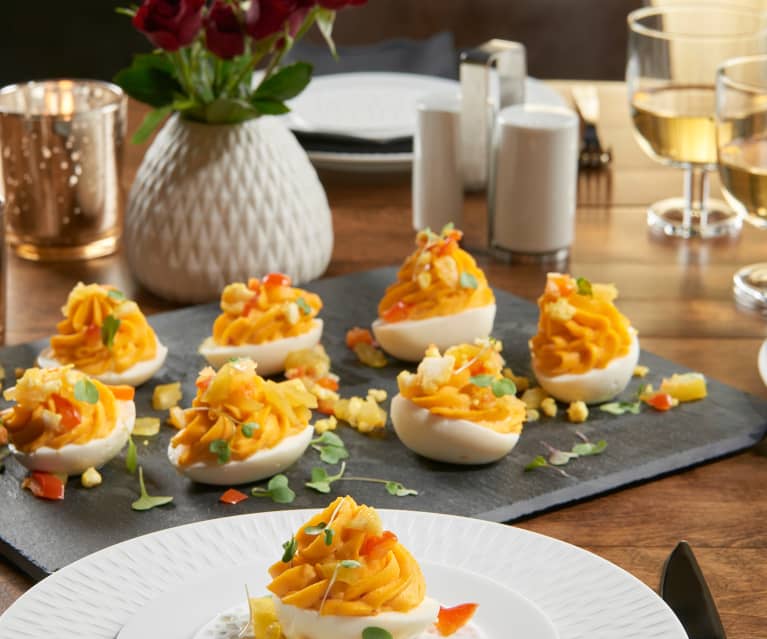 Deviled Eggs with Chow Chow and Cajun Sunshine