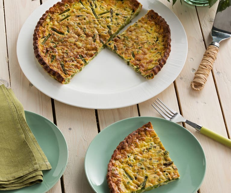 Frittata de verduras de primavera con hierbas aromáticas