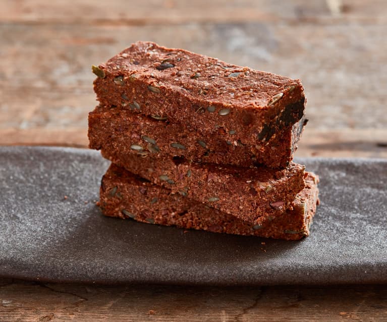 Barras de proteína con chocolate, naranja y canela