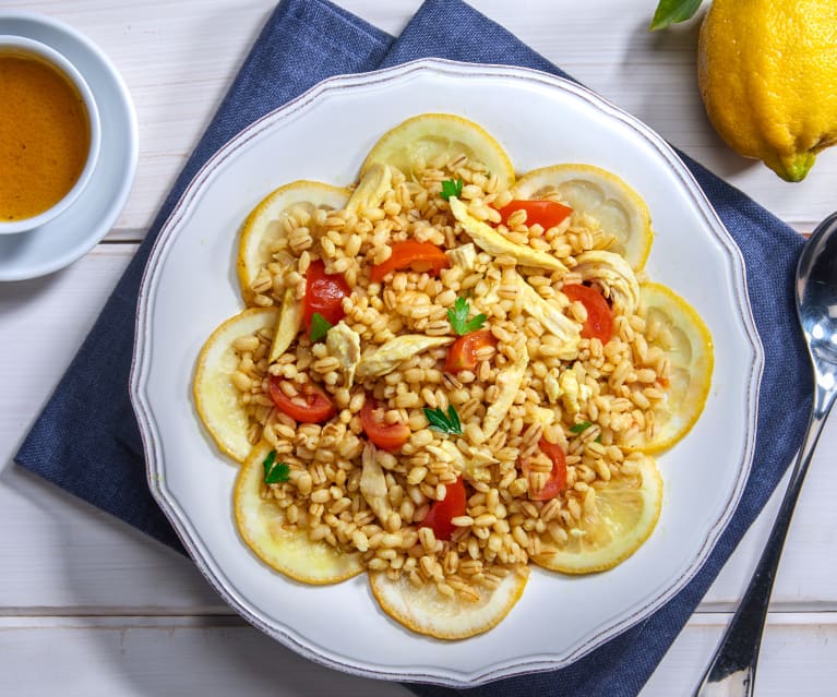 Orzo con straccetti di tacchino al limone