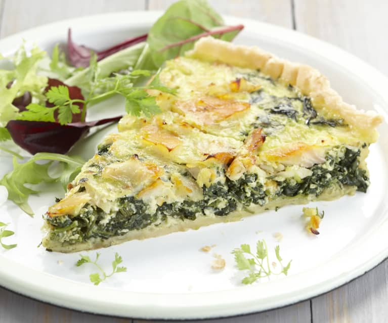 Quiche aux épinards, roquette et haddock