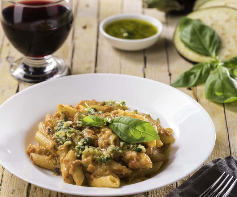 Penne risottate al pesto di melanzane