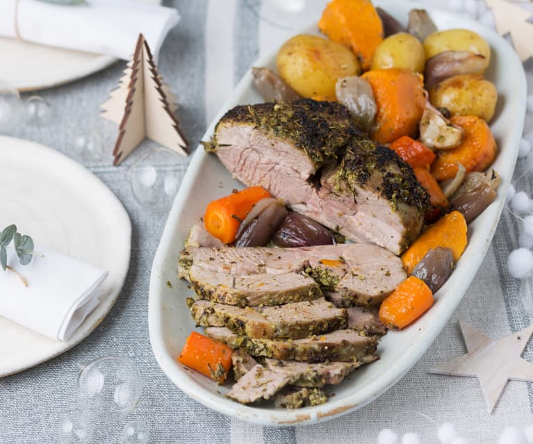 Herb Crusted Lamb with Roasted Vegetables