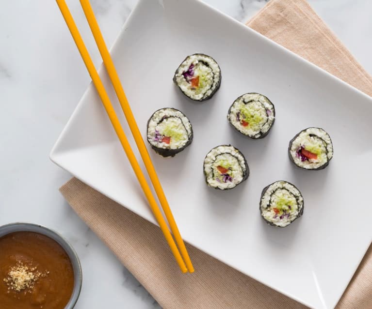 Rainbow cauliflower sushi 