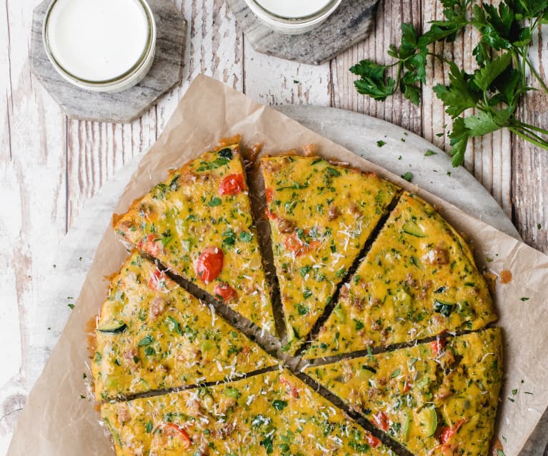 Sausage and Veggie Frittata and Ayran Drink