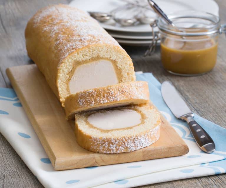 Rotolo di gelato alla banana e caramello