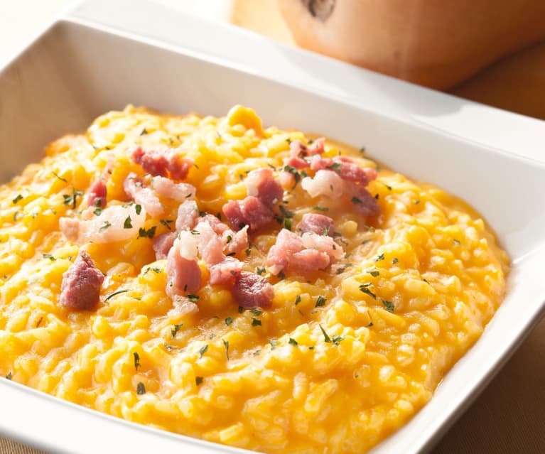 Risotto con la zucca e pancetta