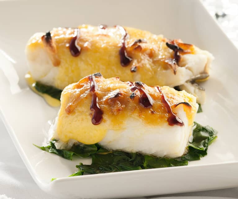 Cod with Garlic Caramel Sauce