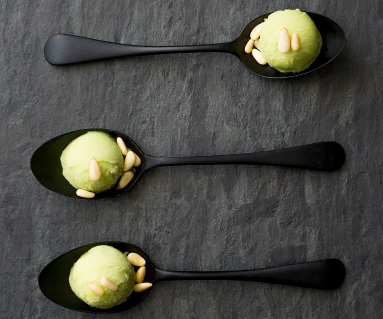 Basil sorbet palate cleanser