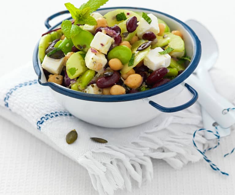 Salade grecque aux pois chiches - 5 ingredients 15 minutes