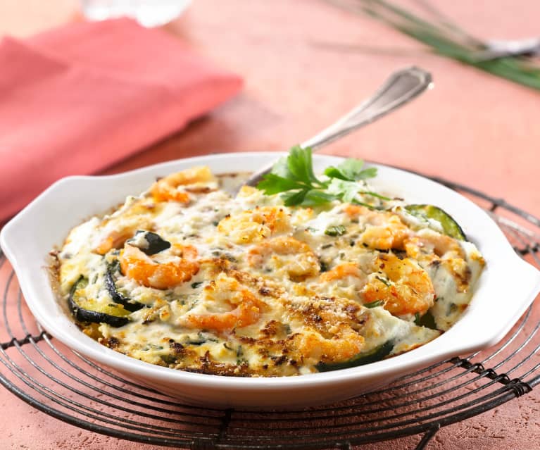 Gratin de courgettes aux crevettes