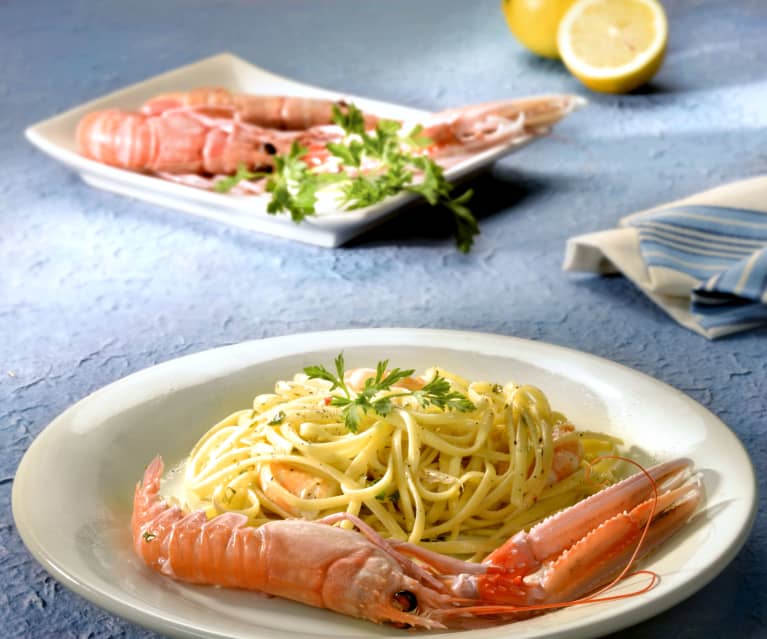 Linguine con scampi al limone