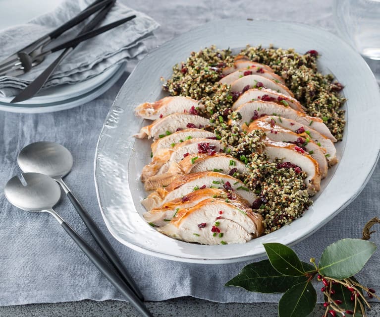 Turkey buffe and herby quinoa stuffing