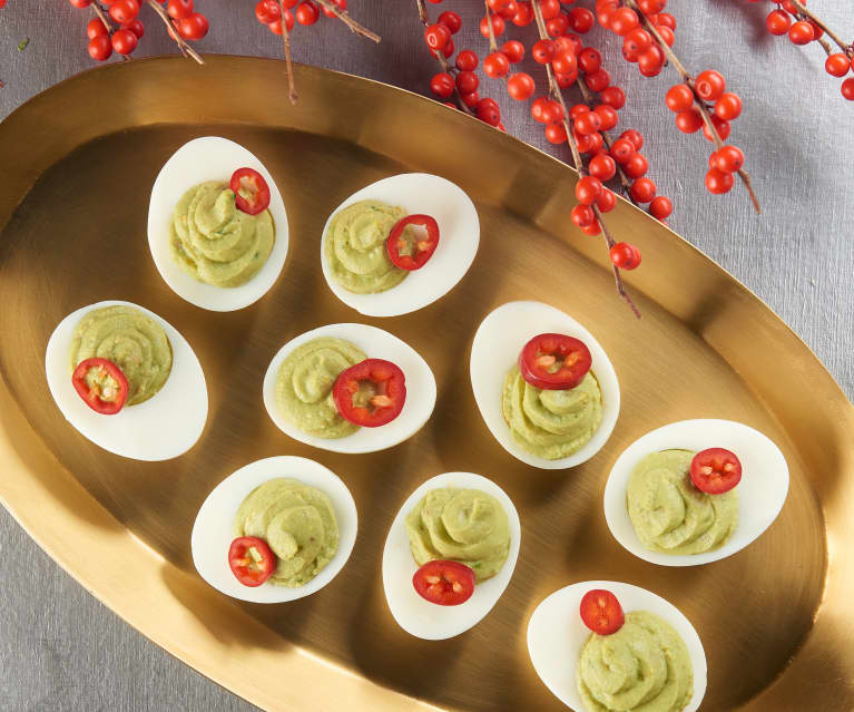 Avocado Deviled Eggs Recipe + DIY Christmas Cookie Container - The Berger  Bungalow