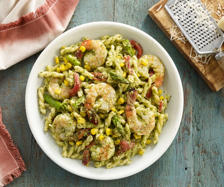 Shrimp Pasta Salad with Cilantro Pesto