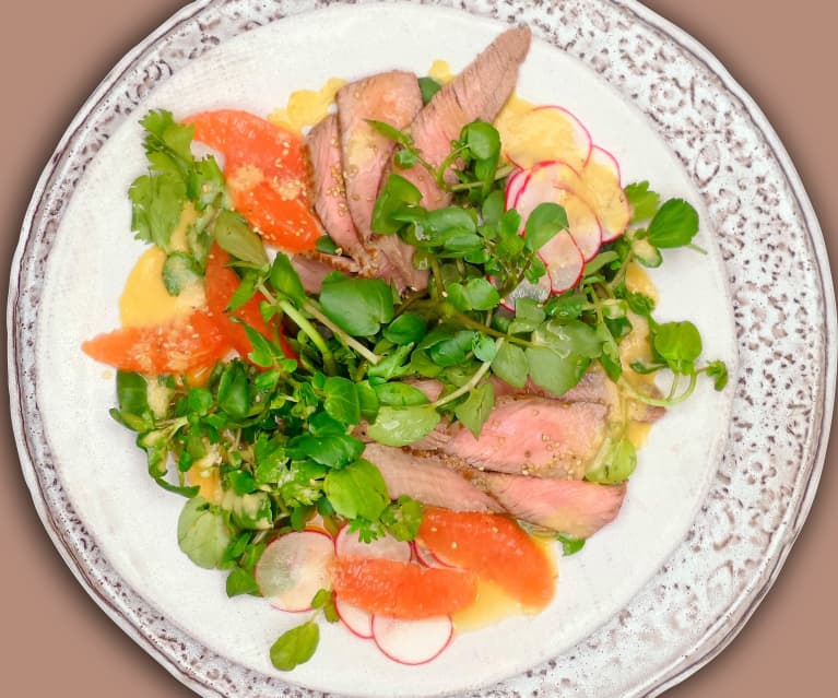 Brunnenkressesalat mit Hüftsteak-Tagliata