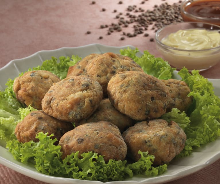 Dinde croustillante et boulettes de viande aux lentilles