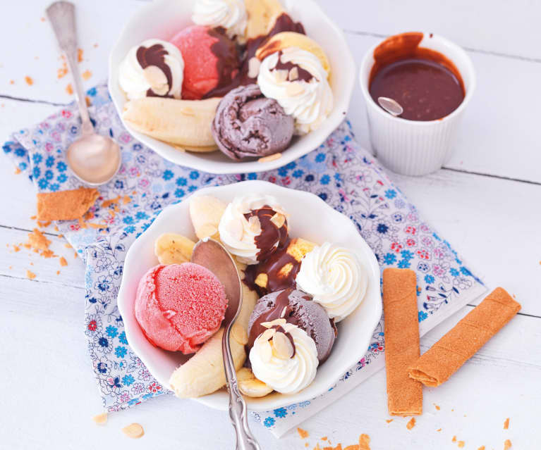 Verrines banana split, Recette