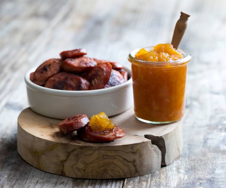 Spiced pear jam and chorizo