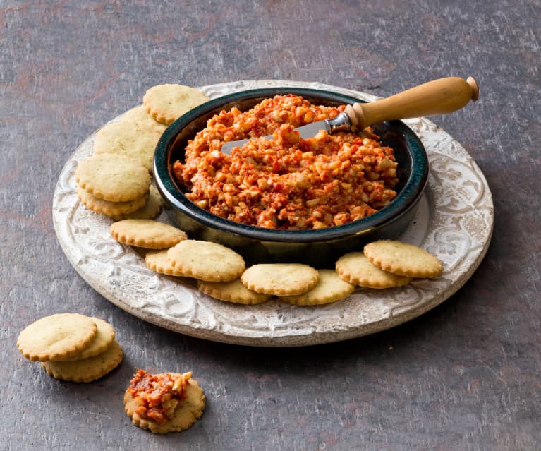 Dip med peberfrugt og soltørrede tomater