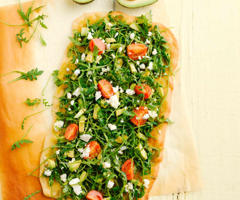 Piza fresca com pesto de pistácio