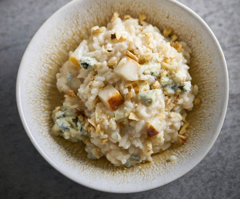 Risoto de pera, noz e gorgonzola