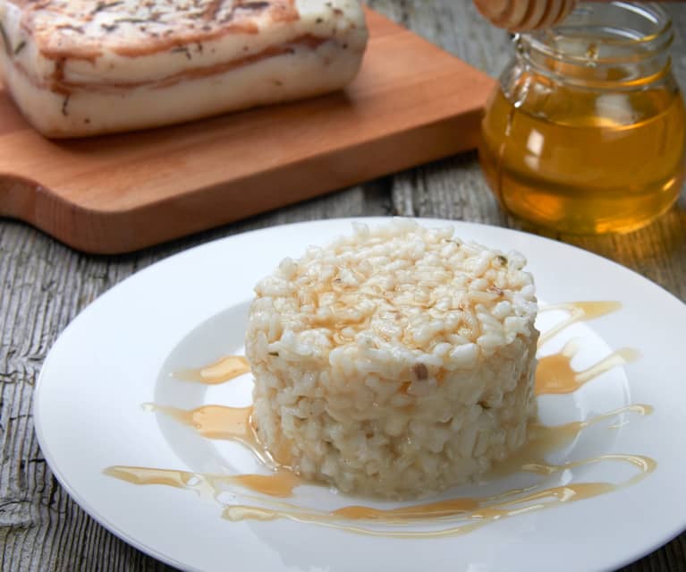 Risotto lardo e crescenza al miele