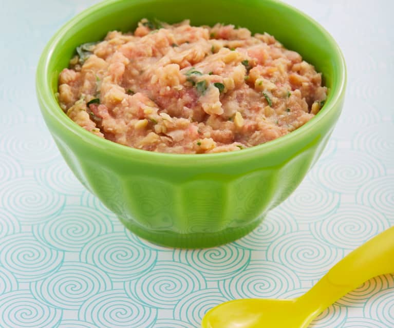 Papilla de garbanzos, cilantro y jitomate