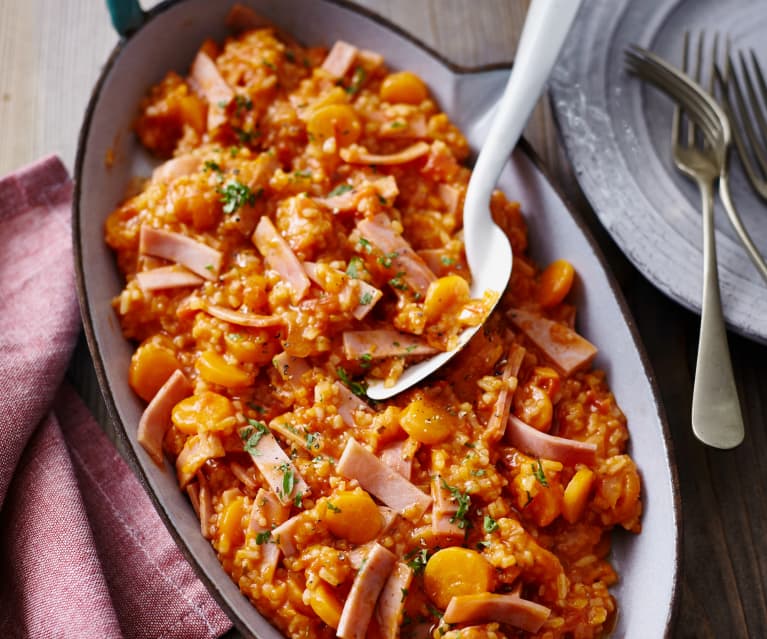 Tomatenreis mit gekochtem Schinken