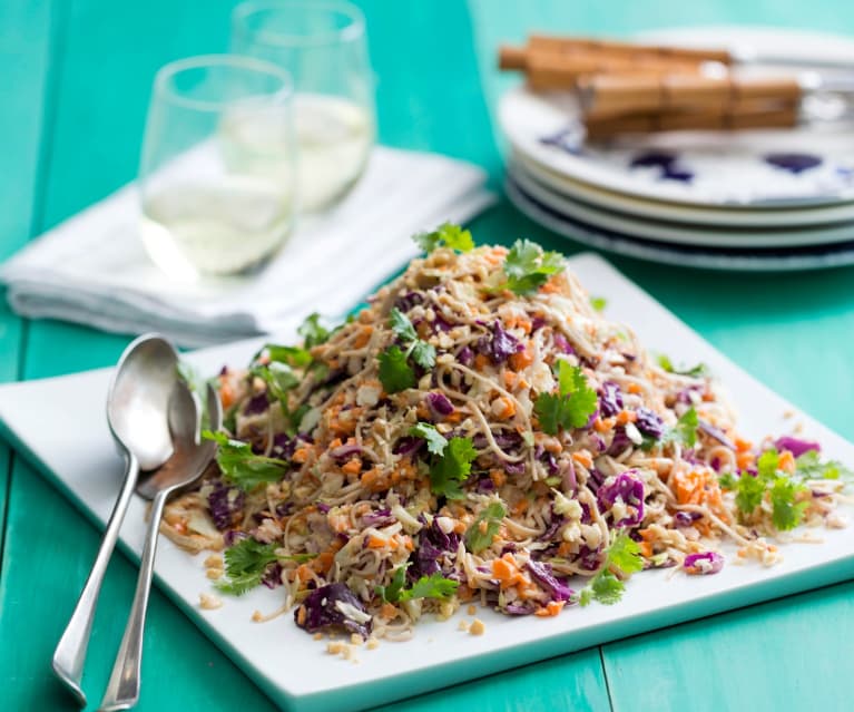 Peanut and soba noodle slaw