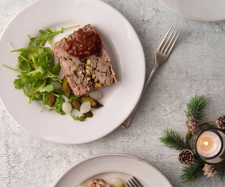 Layered chicken and pork terrine