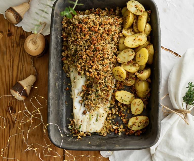 Bacalhau com crosta de amêndoa