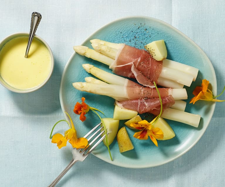 Asperges et jambon sauce hollandaise