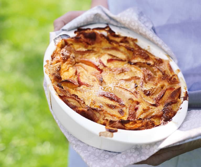 Clafoutis aux pêches et gingembre frais