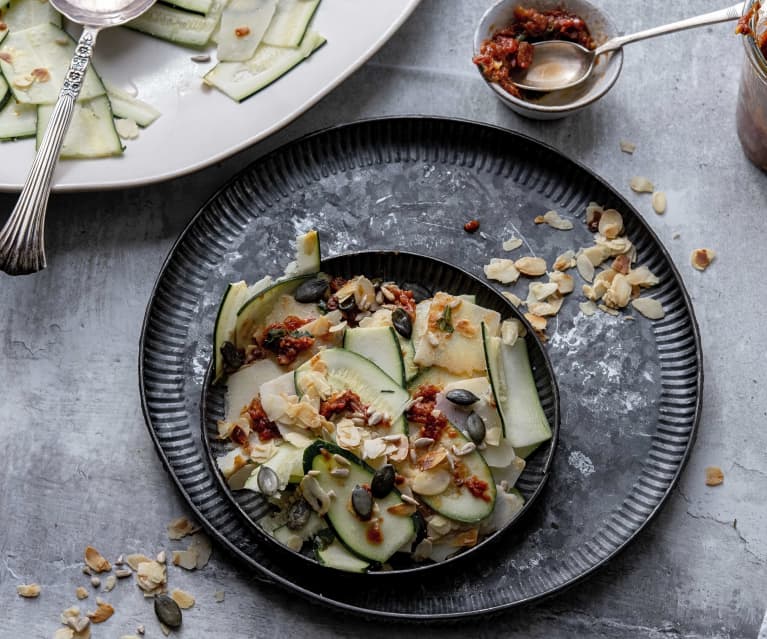 Courgette Salad with Parmesan and Sun-Dried Tomato Vinaigrette (TM5)