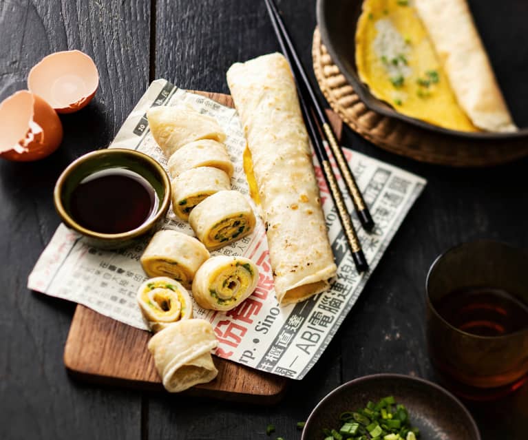 Crêpes chinoises aux œufs et oignons