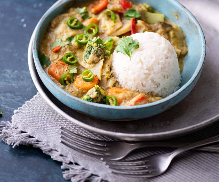 Menù: Curry vegan con riso; sorbetto mango e cocco (Bimby Friend)