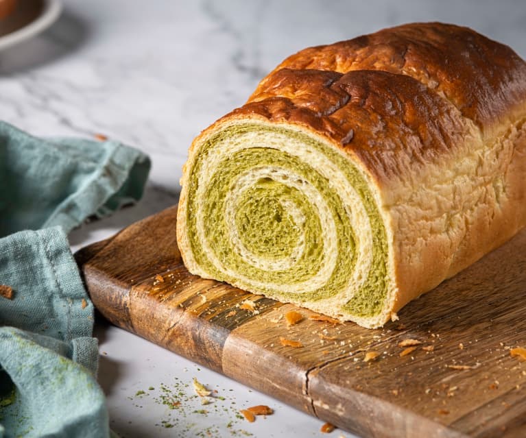 Pan de té matcha al vapor