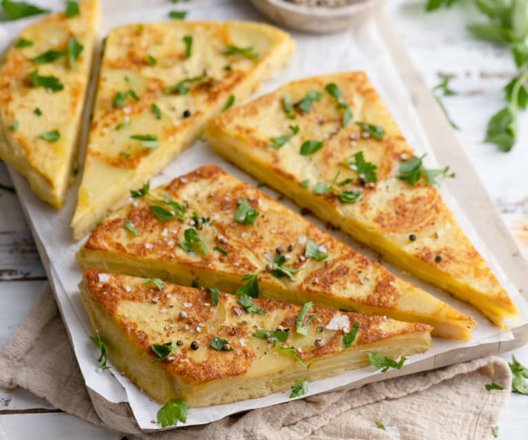 Tortilla de patata y queso al vapor