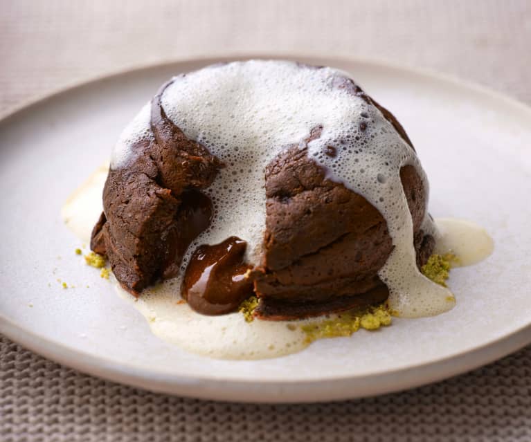 Chocolate Fondant with Brandy Anglaise Foam