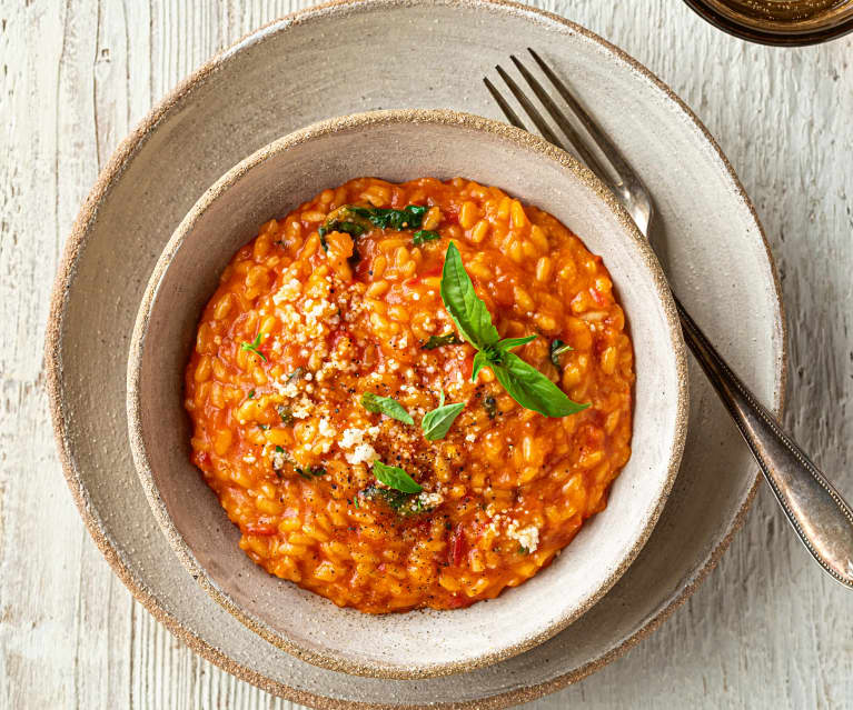 Risotto à la tomate et au basilic