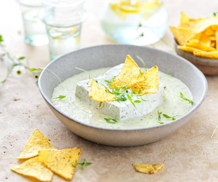 Fromage frais à la coriandre, sauce au curry