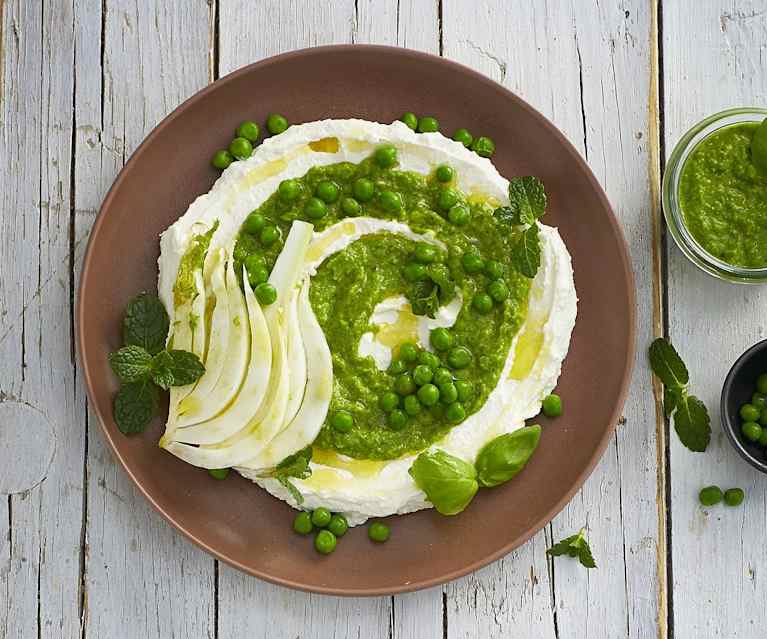 Ricotta con pesto di piselli