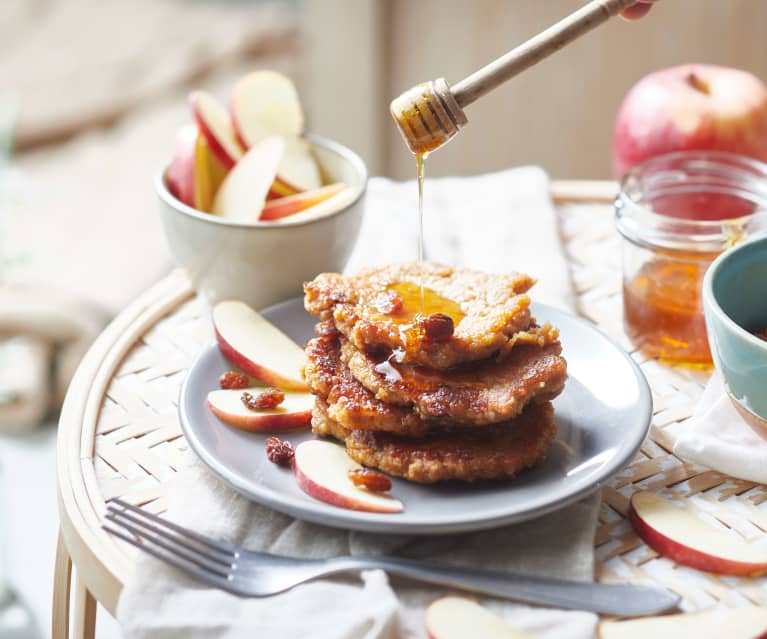 Galettes de flocons d'avoine, pommes et raisins