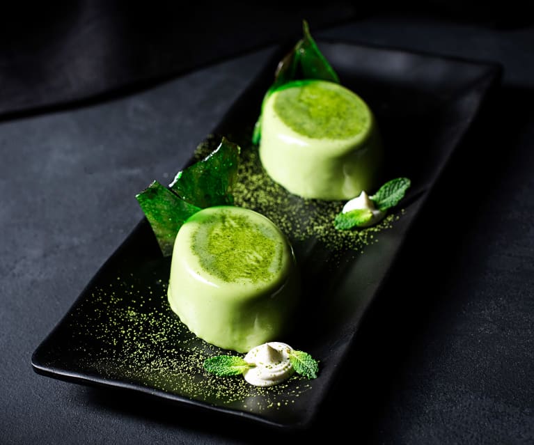 Panna cotta de té matcha