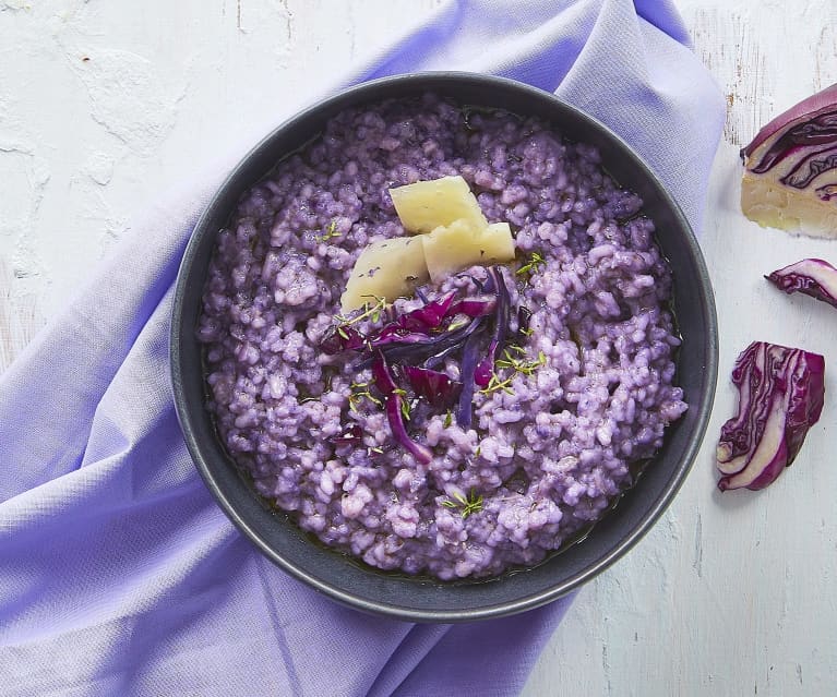 Risotto viola cavolo cappuccio e Casera